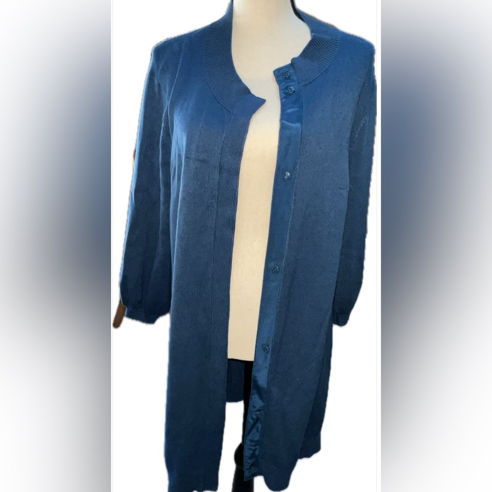 NWT IMAN women’s long sweater, size large, blue